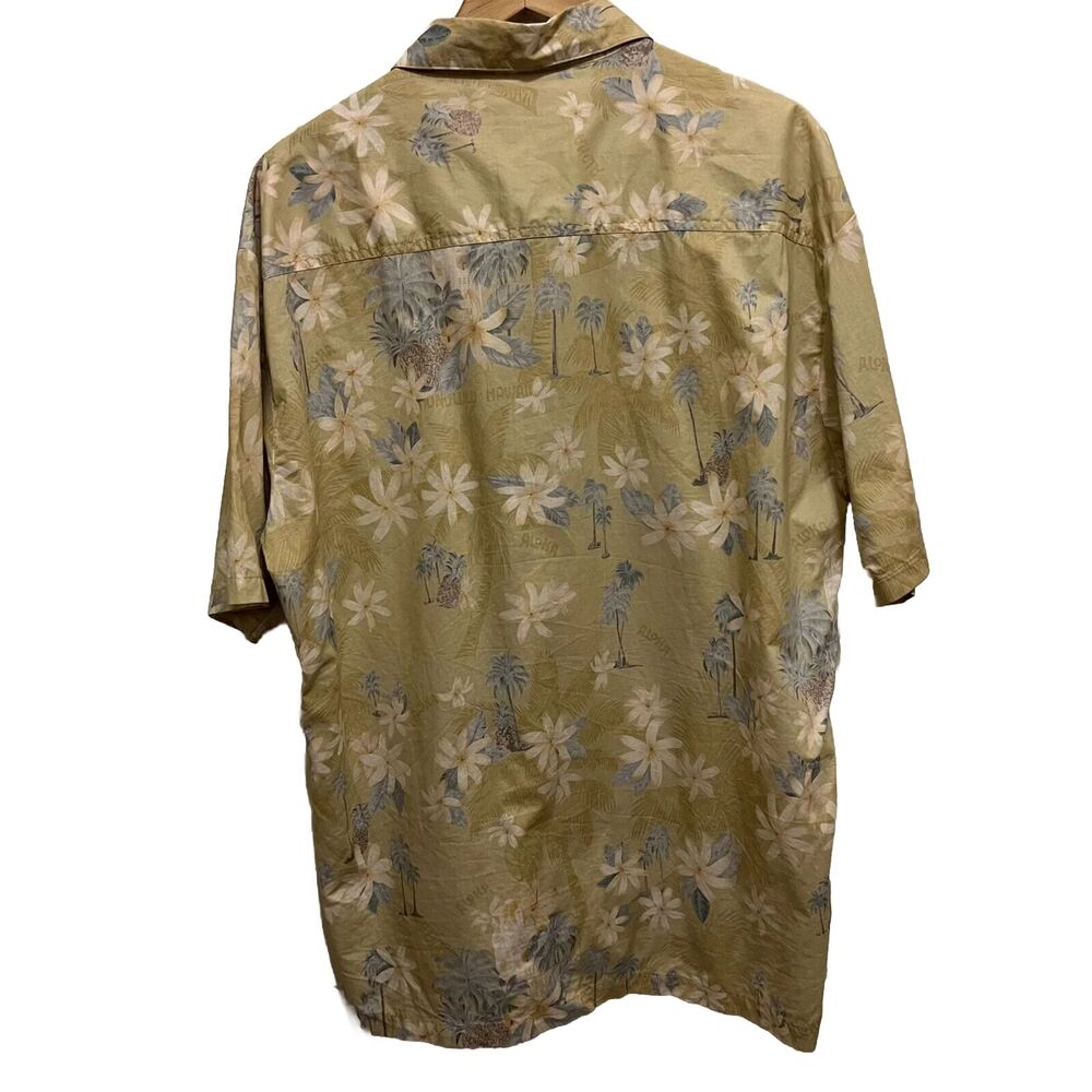 Kahala Hawaiian Shirt Mens Large Floral Yellow White  100% Cotton Vacation Beach - Picture 2 of 9